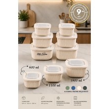 9'lu Mikrodalga ve Difriz Kullanımına Uygun Vakumlu Vıp Saklama Kabı Çeyiz Seti 3X(600-1100-1800 Ml)