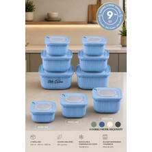 9'lu Mikrodalga ve Difriz Kullanımına Uygun Vakumlu Vıp Saklama Kabı Çeyiz Seti 3X(600-1100-1800 Ml)