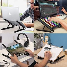 Peri Store X1 Laptop Sehpası, Katlanabilir, Tablet Sehpası, Alüminyum Alaşım, Online Sınıf Çalışması, Duruşu Iyileştirme, Isı Dağılımı, iPad ve 10-15,6 Inç Olan Tüm Cihazlar ile Uyumlu. Siyah