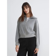 Lc Waikiki Yeni Sezon Dik Yaka Oversize Kadın Fermuarlı Sweatshirt