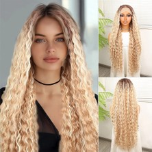 Belirtilmemiş Afro Daa Rus Kumralı Balköpüğü Ombreli Platin Işıltılı Fiber Sen Tül Peruk