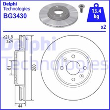 Delphi Almparca Ön Fren Aynasi Büyük Mgn Ii 1.5-Clio-Kng Lgn 01 Scenic 97 280X24X4DLXHALI 7701205842-7701206118-7701207829