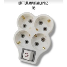 Ekodizayn Dörtlü Anahtarlı Topraklı Priz Çoğaltıcı Priz-Fiş