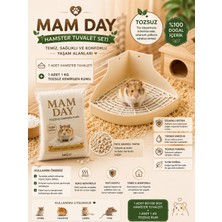 Mam Day Hamster Için Premium Tuvalet Kabı ve Tuvalet Kumu 1 Kg. Kemirgen Kumu Set