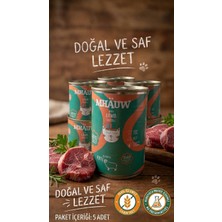 Mhauw Kuzulu %60 Gerçek Et Kedi Konserve Maması 400 G x 5 Adet Tahıl ve Koruyucu Içermez