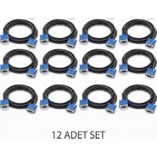 Kynctech Fullhd VGA Kablo LCD Monitör ve Projeksiyon Kablosu HD15 VGA Erkek - Erkek (D-Sub 15 Pin)  1.5m 12 Adet