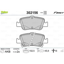 Valeo Almparca Arka Fren Balata Toyota Auris. Corolla 1.33L 1.6l 1nr-Fe 1zr-Fae NRE180 ZRE181 ZRE185 12- 1.4l 1nd-Ftv D-4d NDE150 NDE180 07-