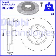 Delphi Almparca Ön Fren Aynasi Küçük Renault R9-R11-R19-R21 Clio I 91 96 Clio Ii 98 Clio Symbol 00 09 Kangoo 97 Megane I 96 Symbol Ii 08 238X20.1 Hali 4 Delik