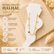 Stainless Steel Gold Kelebek Figürlü Çelik Halhal Kadın Ayak Halhalı | Paslanmaz Çelik Yazlık Halhal | Minimal Plaj Aksesuarı
