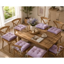 Yuvina 6'lı Sandalye Minderi 40X40 cm – Yumuşak Dolgulu, Yıkanabilir, Bağcıklı, Mutfak, Balkon, Bahçe ve Yemek Odası Için