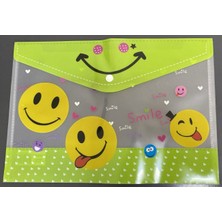 Belirtilmemiş Smile Gülen Yüz Desenli Şeffaf Çıtçıtlı Dosya Klasörü - A4 Evrak Dosyası