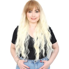 Belirtilmemiş Perçemli Uzun Su Daası Fiber Sen Peruk / Balköpüğü / Platin Kısa Ombreli