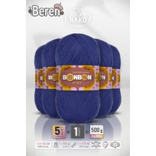 Nako Bonbon Kristal - Mavi (98488) - 5'li Paket - 100GR/475M - Ince Lif El Örgü Ipi - Şal Bluz Ipi