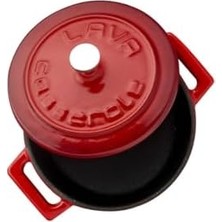 Zg Store Metal Döküm Mini Tencere, Trendy, 10 Cm, 0.35 L Hacim, Kırmızı
