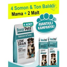 Bona’Pets Premium Pet Nutrition Bona’Pets Premium Kampanyalı 4' lü Düşük Tahıllı Somon&tuna Balıklı Yetişkin Köpek Maması 12 kg 2 Adet Malt