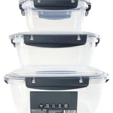 zufigo 3'lü Kare Sızdırmaz Kilitli Saklama Kabı | Buzluk-Dondurucu ve Mikrodalga ve Bulaşık Makinesi Için Uygun | 500ML , 900ML ve 1500ML Set