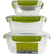zufigo 3'lü Kare Sızdırmaz Kilitli Saklama Kabı | Buzluk-Dondurucu ve Mikrodalga ve Bulaşık Makinesi Için Uygun | 500ML , 900ML ve 1500ML Set