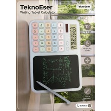 Eser Ticarett 12 Haneli Fonksiyonel Hesap Makinesi ve 2'si 1 Arada LCD Dijital Çizim Yazı Tablet Not Defteri (Kalem Dahil)