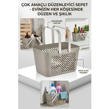 12'li Gri Çok Amaçlı Kulplu Sepet Mutfak Banyo Organizer Ekonomik Set