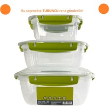 zufigo 3'lü Kare Sızdırmaz Kilitli Saklama Kabı | Buzluk-Dondurucu ve Mikrodalga ve Bulaşık Makinesi Için Uygun | 500ML , 900ML ve 1500ML Set
