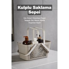 4'lü Gri Mutfak Düzenleyici Kulplu Sepet Banyo Çamaşır Organizer Seti