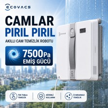 Ecovacs Akıllı Cam Silme Robotu 7500PA Yüksek Vakum Güçlü Otomatik Cam Temizleyici Düşme Engelleyici Sensörlü Çerçevesiz Uyumlu Pratik Cihaz