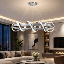 Alara Lüks Cristalya Serisi 80'lik Premium Kalın Çizgili Kasalı Orjinal Kaplamalı 3 Renk Ledli Sarkıt Ledli Avize Modern LED Avize Masa Üstü Yemek Masası Avizesi