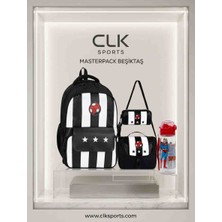 CLK Sports Masterpack Siyah - Beyaz Taraftar Ilköğretim Okul Çantası, Beslenme Çantası, Kalem Kutusu, Suluk & Matara