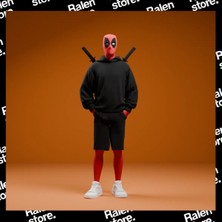 Ralen Özel Tasarım Urban Style Deadpool Aksiyon Figürü – 3D Baskı Koleksiyonluk Dekoratif Heykel – Marvel Karakteri Masaüstü Dekorasyonu – Kapüşonlu ve Katanalı Süper Kahraman Modeli