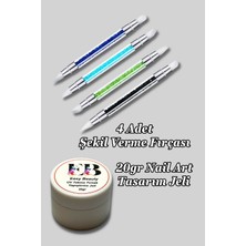 Easy Beauty 4 Adet Şekil Verme Fırçası Silikon Uçlu ve 20ML Büyük Boy 3 Boyutlu Nail Art Tasarım Jeli