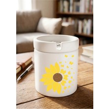Eylül Design Ayçiçek Özel Tasarım Baskılı Seramik Küllük Kokusuz Kültablası