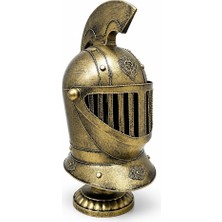 Vintage Koleksiyon Metal Şovalye Miğferi Kask Masa Standlı 48CM