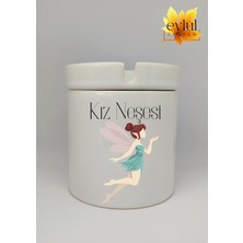 Eylül Design Kız Neşesi Yazılı Eğlenceli Baskılı Seramik Küllük Kokusuz Kültablası