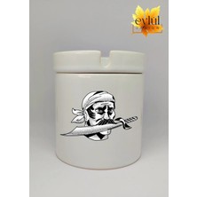 Eylül Design Vintage Pirate Özel Tasarım Baskılı Seramik Küllük Kokusuz Kültablası