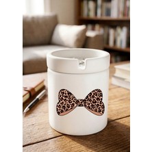 Eylül Design Leopar Kurdele Tasarımlı Baskılı Seramik Küllük Kokusuz Kül Tablası