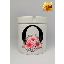 Eylül Design O Harfi Yazılı Özel Tasarım Baskılı Seramik Küllük Kokusuz Kültablası