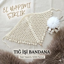 Uhel %100 Pamuk El Örgüsü Bebek Bandanası - Boho Tarz Tığ Işi Çocuk Saç Aksesuarı