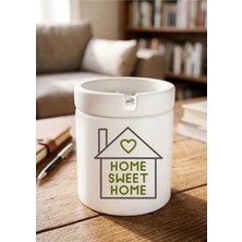 Eylül Design Home Sweet Home Minimalist Ev Tasarımlı Baskılı Seramik Küllük Dekoratif Kokusuz Kül Tablası