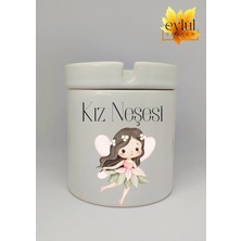 Eylül Design Kız Neşesi Yazılı Eğlenceli Baskılı Seramik Küllük Kokusuz Kültablası