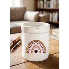 Eylül Design Boho Leopar Tasarımlı Baskılı Seramik Küllük Kokusuz Kül Tablası
