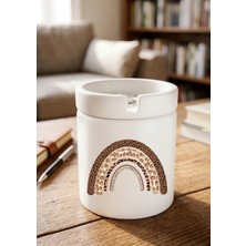 Eylül Design Boho Leopar Tasarımlı Baskılı Seramik Küllük Kokusuz Kül Tablası