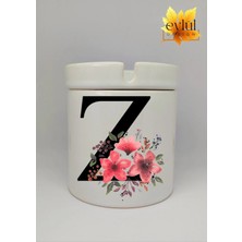 Eylül Design Z Harfi Yazılı Özel Tasarım Baskılı Seramik Küllük Kokusuz Kültablası