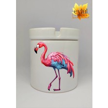 Eylül Design Flamingo Özel Tasarım Baskılı Seramik Küllük Kokusuz Kültablası