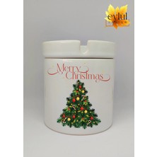 Eylül Design Yılbaşı Ağacı Merry Christmas Baskılı Seramik Küllük Kokusuz Kültablası