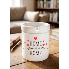Eylül Design Home Sweet Home Minimalist Ev Tasarımlı Baskılı Seramik Küllük Dekoratif Kokusuz Kül Tablası