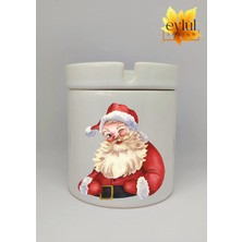 Eylül Design Yılbaşı Temalı Noel Baba Baskılı Özel Tasarım Seramik Küllük Kokusuz Kültablası