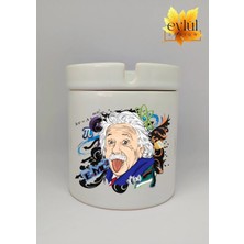 Eylül Design Einstein Baskılı Özel Tasarım Baskılı Seramik Küllük Kokusuz Kültablası
