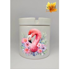 Eylül Design Flamingo Özel Tasarım Baskılı Seramik Küllük Kokusuz Kültablası