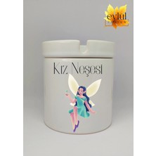 Eylül Design Kız Neşesi Yazılı Eğlenceli Baskılı Seramik Küllük Kokusuz Kültablası