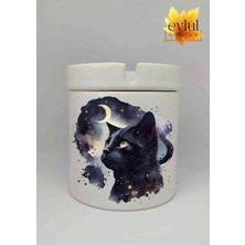 Eylül Design Kedi Baskılı Özel Tasarım Baskılı Seramik Küllük Kokusuz Kültablası-1